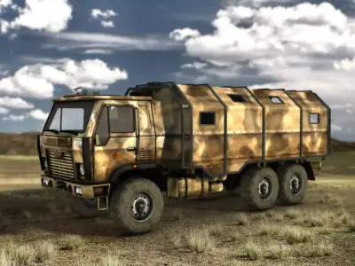Armored vehicle transporter armored truck 3D model