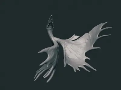 Native Abstract Antler Dragon Low-poly 3D model