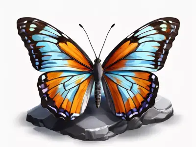 Realistic 3D Butterfly on a Rock Low-poly 3D model