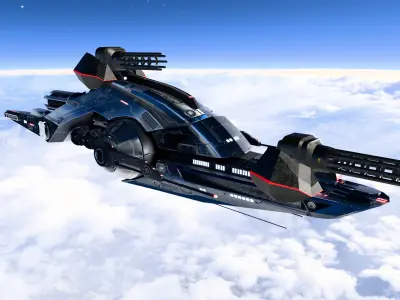 pirate space cruiser lowpoly Game Ready Low-poly 3D model