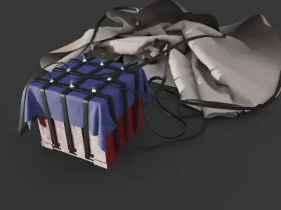 PUBG Air Drop Animated with Parachute 3D model