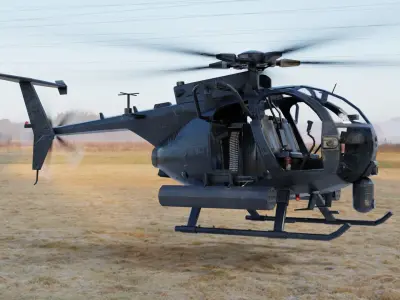 AH-6 Little Bird Rigged Low-poly 3D model