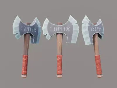 Stylized Viking Battle Axe Low-poly 3D model