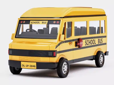 Realistic School Transport Bus Model 3D model