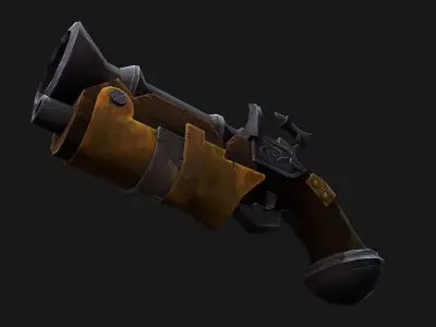 Stylized Hand painted Gun Lowpoly 3d model Low-poly 3D model