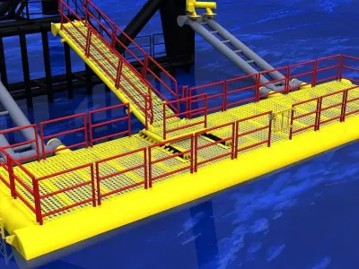 Offshore platform floating boat landing Free 3D model