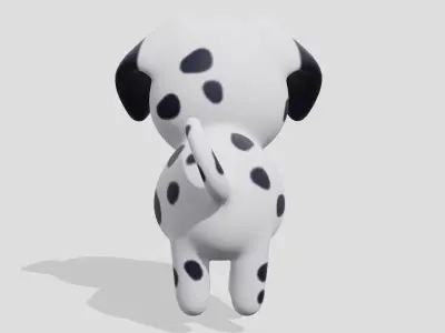 Cute dalmatian dog  Low-poly 3D model