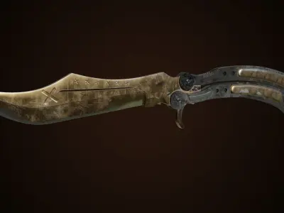 Butterfly knife CSGO desert life  Low-poly 3D model