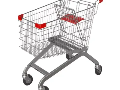 Red shopping cart 3D model purchase