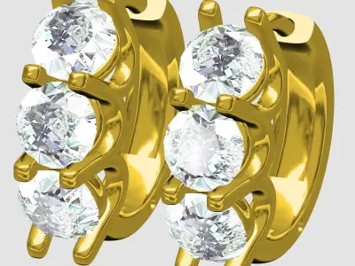 3 Diamond U Gellery Earring 3D print model