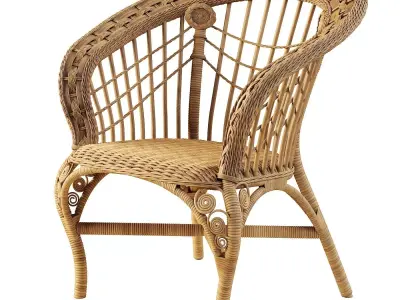 Woven rattan chair 3D model