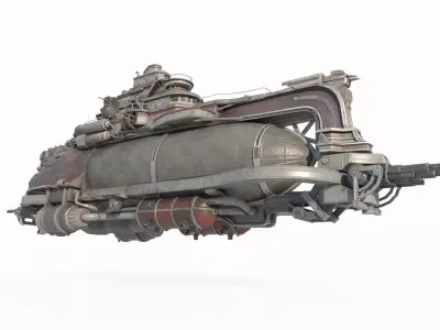 Steam powered fantasy style destroyer 3D model