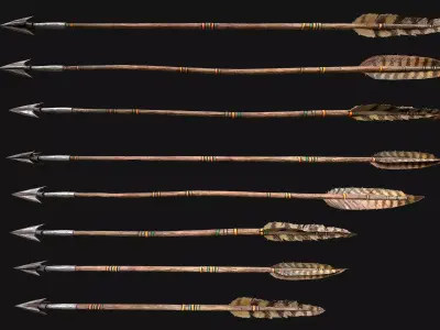 Arrow Quiver Medieval Weapons Bow Crossbow Ammunition  Low-poly 3D model