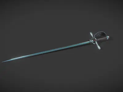 Crusader Rapier Sword that is Game Ready Low-poly 3D model