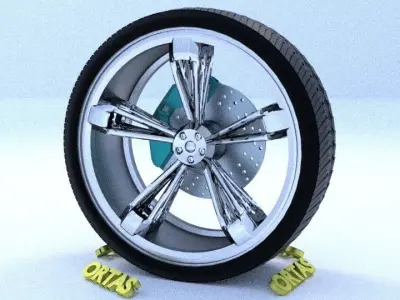 ORTAS CAR RIM 24 GAME READY RIM TIRE AND DISC 3D model