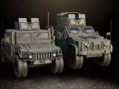Military Humvee and L-ATV Low-poly 3D model