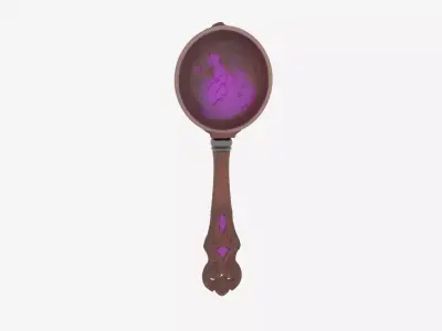 3D Witch Antique Potion Stir Spoon with Intricate Carved Wooden 3D model
