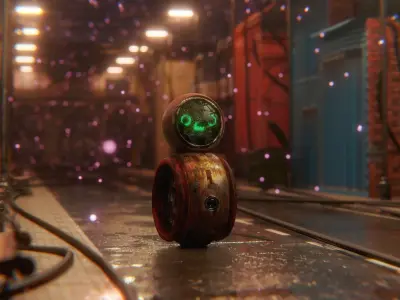 Old And Damaged Rigged Robot  Free 3D model