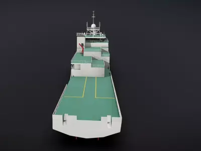 scientific research ship Low-poly 3D model