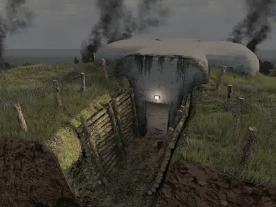 Long-term fire point DOT Low-poly 3D model
