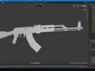 AK-47 gun Low-poly 3D model