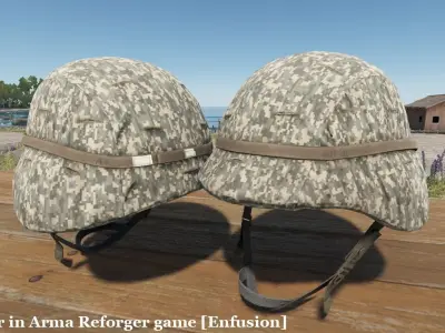 US Helmets and Covers Low-poly 3D model