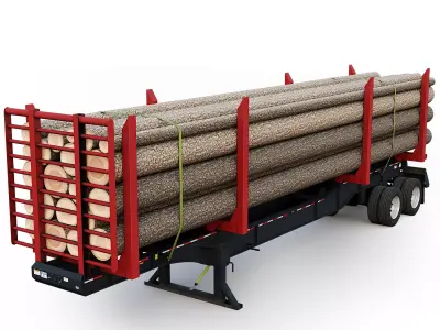 Timber Trailer Low-poly 3D model