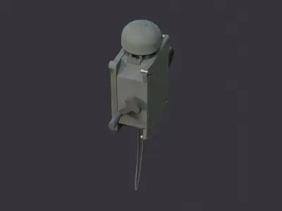 Vintage Field Phone Box with Handset Low-poly 3D model