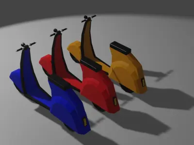 Scooter LowPoly three colorful scooters Low-poly 3D model