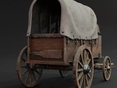 Old Wagon Low-poly 3D model get
