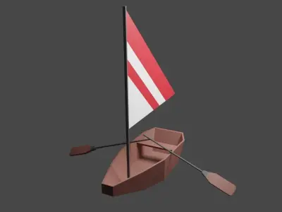 Boat with sail Low-poly 3D model