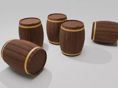 High-quality 3D model of a wooden barrel set 3D model