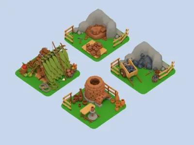 LOWPOLY - Survival Pack Low-poly 3D model