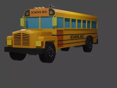 Old School bus  Low-poly 3D model