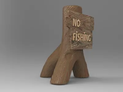 No Fishing Decor Low-poly 3D model