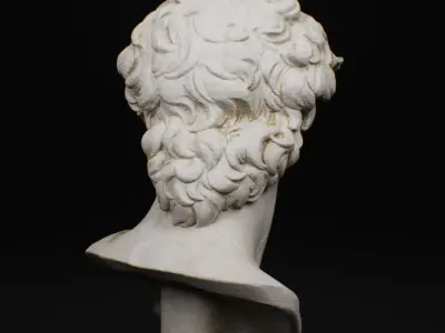 Statue David head sculpt low poly marble 8k texture Low-poly 3D model