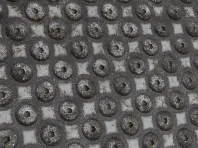 Industrial Metal Treadplate Rusted Studs PBR Seamless Texture