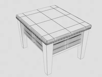 Antique wooden toilet Low-poly 3D model