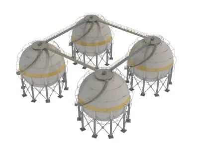 Oil Tank Industrial Sphere  3D model