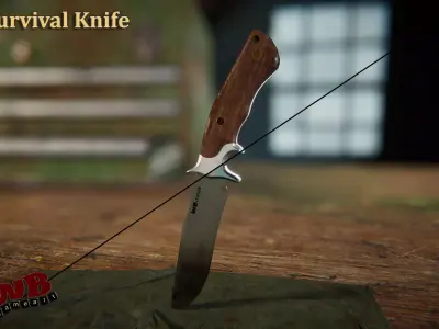 Survival Knife Low-poly 3D model buy