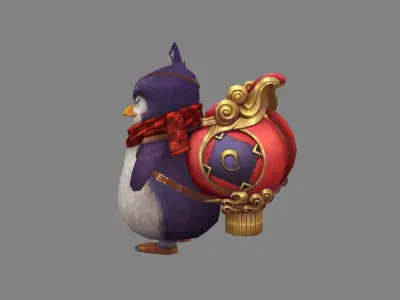 Cartoon gangster penguin mount Low-poly 3D model