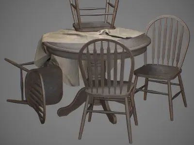 Old Tabe Low-poly 3D model