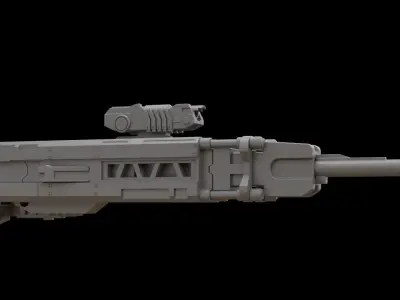 Mecha hard surface sniper rifle 3D model
