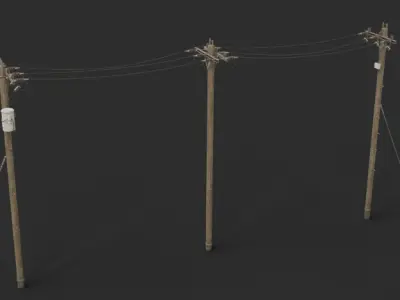 Modular Electricity Poles - Game Ready 3D Model Pack Low-poly 3D model