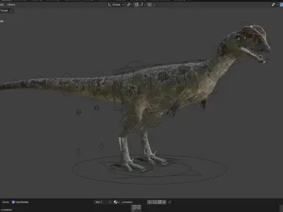 dilophosaurs Low-poly 3D model