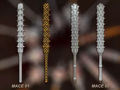 40 Medieval Mace  Vol 1 Low Poly and Unwrapped  3D model