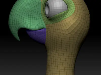 Stylised Macaw Head Base mesh 3D model