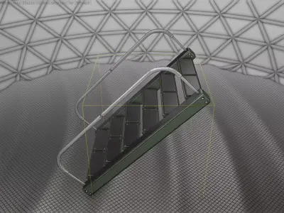 Sci-Fi Stairs - 19 - Green Version Low-poly 3D model