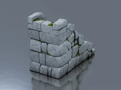 Ancient stone stairs Low-poly 3D model