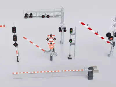 7 Railway Signals Collection 3D model
